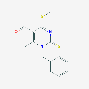 molecular formula C15H16N2OS2 B447242 1-[1-Benzyl-6-methyl-4-(methylsulfanyl)-2-thioxo-1,2-dihydro-5-pyrimidinyl]ethanone 