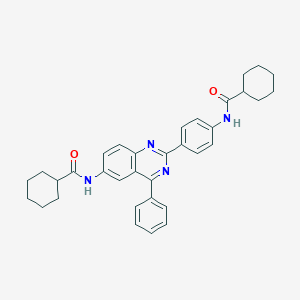 molecular formula C34H36N4O2 B447243 N-(2-{4-[(cyclohexylcarbonyl)amino]phenyl}-4-phenylquinazolin-6-yl)cyclohexanecarboxamide 