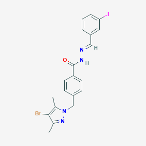 molecular formula C20H18BrIN4O B447244 4-[(4-bromo-3,5-dimethyl-1H-pyrazol-1-yl)methyl]-N'-(3-iodobenzylidene)benzohydrazide 