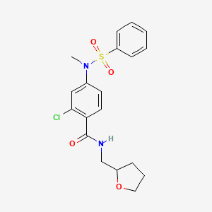 molecular formula C19H21ClN2O4S B4472442 2-chloro-4-[methyl(phenylsulfonyl)amino]-N-(tetrahydro-2-furanylmethyl)benzamide 