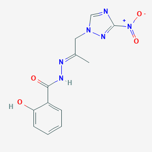 2-hydroxy-N'-(2-{3-nitro-1H-1,2,4-triazol-1-yl}-1-methylethylidene)benzohydrazide