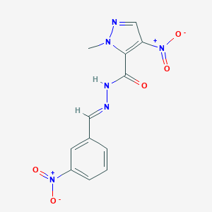 molecular formula C12H10N6O5 B447251 4-nitro-N'-{3-nitrobenzylidene}-1-methyl-1H-pyrazole-5-carbohydrazide 