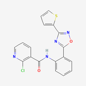 molecular formula C18H11ClN4O2S B4472523 2-chloro-N-{2-[3-(2-thienyl)-1,2,4-oxadiazol-5-yl]phenyl}nicotinamide 