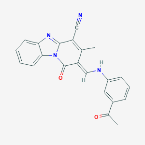 molecular formula C22H16N4O2 B447256 2-{[(3-Acetylphenyl)imino]methyl}-1-hydroxy-3-methylpyrido[1,2-a]benzimidazole-4-carbonitrile 