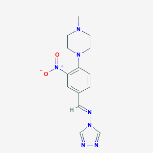 molecular formula C14H17N7O2 B447262 1-{2-nitro-4-[(4H-1,2,4-triazol-4-ylimino)methyl]phenyl}-4-methylpiperazine 