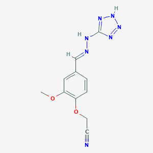molecular formula C11H11N7O2 B447263 (2-methoxy-4-{(E)-[2-(1H-tetrazol-5-yl)hydrazinylidene]methyl}phenoxy)acetonitrile 