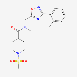 molecular formula C18H24N4O4S B4472639 1-METHANESULFONYL-N-METHYL-N-{[3-(2-METHYLPHENYL)-1,2,4-OXADIAZOL-5-YL]METHYL}PIPERIDINE-4-CARBOXAMIDE 