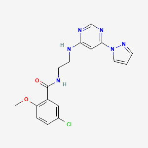 5-chloro-2-methoxy-N-(2-{[6-(1H-pyrazol-1-yl)-4-pyrimidinyl]amino}ethyl)benzamide