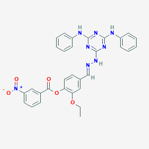 4-[(E)-{2-[4,6-bis(phenylamino)-1,3,5-triazin-2-yl]hydrazinylidene}methyl]-2-ethoxyphenyl 3-nitrobenzoate