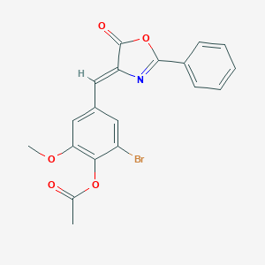 molecular formula C19H14BrNO5 B447278 2-bromo-6-methoxy-4-[(5-oxo-2-phenyl-1,3-oxazol-4(5H)-ylidene)methyl]phenyl acetate 