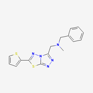 molecular formula C16H15N5S2 B4472854 N-methyl-1-phenyl-N-{[6-(2-thienyl)[1,2,4]triazolo[3,4-b][1,3,4]thiadiazol-3-yl]methyl}methanamine 