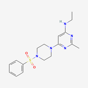 molecular formula C17H23N5O2S B4472865 N-ethyl-2-methyl-6-[4-(phenylsulfonyl)-1-piperazinyl]-4-pyrimidinamine 