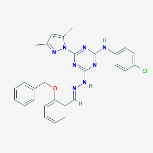 molecular formula C28H25ClN8O B447292 2-(benzyloxy)benzaldehyde [4-(4-chloroanilino)-6-(3,5-dimethyl-1H-pyrazol-1-yl)-1,3,5-triazin-2-yl]hydrazone 