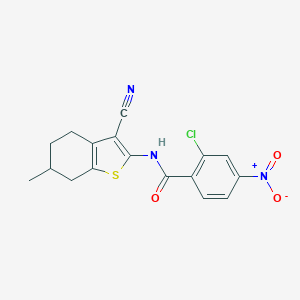 molecular formula C17H14ClN3O3S B447302 2-chloro-N-(3-cyano-6-methyl-4,5,6,7-tetrahydro-1-benzothiophen-2-yl)-4-nitrobenzamide CAS No. 5576-25-0