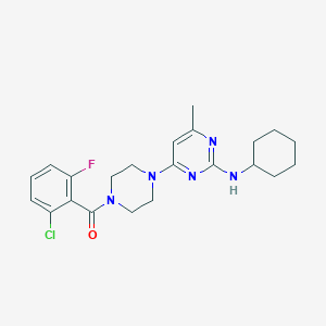 4-[4-(2-chloro-6-fluorobenzoyl)-1-piperazinyl]-N-cyclohexyl-6-methyl-2-pyrimidinamine