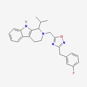 molecular formula C24H25FN4O B4473042 2-{[3-(3-fluorobenzyl)-1,2,4-oxadiazol-5-yl]methyl}-1-isopropyl-2,3,4,9-tetrahydro-1H-beta-carboline 