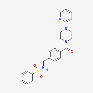 molecular formula C23H24N4O3S B4473044 N-{4-[(4-pyridin-2-ylpiperazin-1-yl)carbonyl]benzyl}benzenesulfonamide 