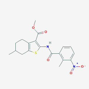molecular formula C19H20N2O5S B447309 Methyl 2-({3-nitro-2-methylbenzoyl}amino)-6-methyl-4,5,6,7-tetrahydro-1-benzothiophene-3-carboxylate 