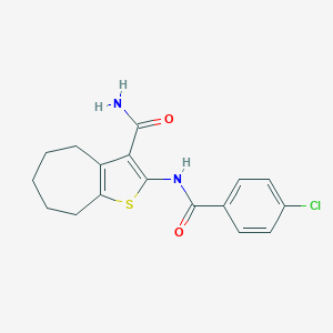 molecular formula C17H17ClN2O2S B447319 2-[(4-chlorobenzoyl)amino]-5,6,7,8-tetrahydro-4H-cyclohepta[b]thiophene-3-carboxamide 