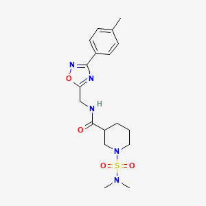 molecular formula C18H25N5O4S B4473209 1-(dimethylsulfamoyl)-N-{[3-(4-methylphenyl)-1,2,4-oxadiazol-5-yl]methyl}piperidine-3-carboxamide 