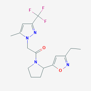 1-[2-(3-Ethyl-1,2-oxazol-5-YL)pyrrolidin-1-YL]-2-[5-methyl-3-(trifluoromethyl)-1H-pyrazol-1-YL]ethan-1-one