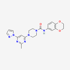 molecular formula C21H23N7O3 B4473278 N-(2,3-dihydro-1,4-benzodioxin-6-yl)-4-[2-methyl-6-(1H-pyrazol-1-yl)-4-pyrimidinyl]-1-piperazinecarboxamide 