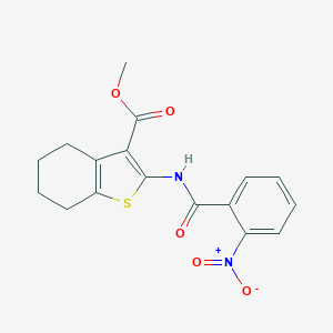 molecular formula C17H16N2O5S B447333 Methyl 2-({2-nitrobenzoyl}amino)-4,5,6,7-tetrahydro-1-benzothiophene-3-carboxylate 