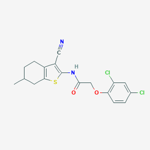 molecular formula C18H16Cl2N2O2S B447336 N-(3-cyano-6-methyl-4,5,6,7-tetrahydro-1-benzothiophen-2-yl)-2-(2,4-dichlorophenoxy)acetamide 