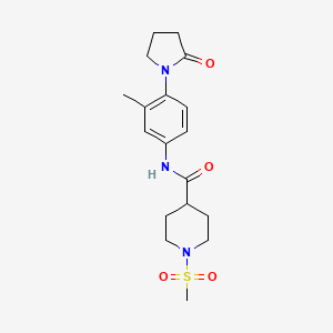 molecular formula C18H25N3O4S B4473413 N-(3-methyl-4-(2-oxopyrrolidin-1-yl)phenyl)-1-(methylsulfonyl)piperidine-4-carboxamide 