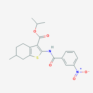 molecular formula C20H22N2O5S B447362 Isopropyl 2-({3-nitrobenzoyl}amino)-6-methyl-4,5,6,7-tetrahydro-1-benzothiophene-3-carboxylate 