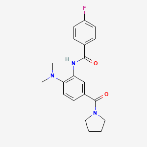 molecular formula C20H22FN3O2 B4473632 N-[2-(dimethylamino)-5-(1-pyrrolidinylcarbonyl)phenyl]-4-fluorobenzamide 