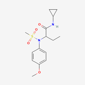 molecular formula C15H22N2O4S B4473748 N-cyclopropyl-2-[(4-methoxyphenyl)(methylsulfonyl)amino]butanamide 