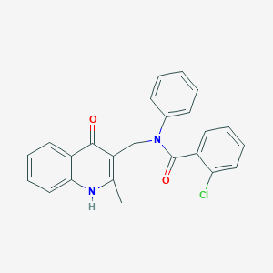 molecular formula C24H19ClN2O2 B4473753 2-chloro-N-[(2-methyl-4-oxo-1,4-dihydro-3-quinolinyl)methyl]-N-phenylbenzamide 