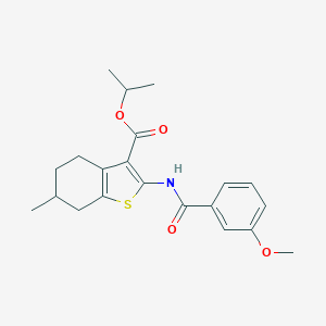 molecular formula C21H25NO4S B447382 Isopropyl 2-[(3-methoxybenzoyl)amino]-6-methyl-4,5,6,7-tetrahydro-1-benzothiophene-3-carboxylate 