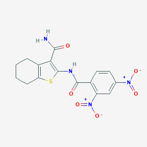 molecular formula C16H14N4O6S B447385 2-(2,4-Dinitrobenzamido)-4,5,6,7-tetrahydrobenzo[b]thiophene-3-carboxamide CAS No. 312925-58-9