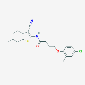 molecular formula C21H23ClN2O2S B447395 4-(4-chloro-2-methylphenoxy)-N-(3-cyano-6-methyl-4,5,6,7-tetrahydro-1-benzothiophen-2-yl)butanamide 