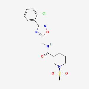 molecular formula C16H19ClN4O4S B4473977 N-{[3-(2-CHLOROPHENYL)-1,2,4-OXADIAZOL-5-YL]METHYL}-1-METHANESULFONYLPIPERIDINE-3-CARBOXAMIDE 