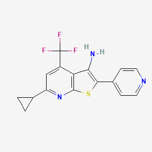 6-cyclopropyl-2-(4-pyridinyl)-4-(trifluoromethyl)thieno[2,3-b]pyridin-3-amine