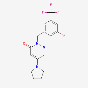 2-[[3-Fluoro-5-(trifluoromethyl)phenyl]methyl]-5-pyrrolidin-1-ylpyridazin-3-one