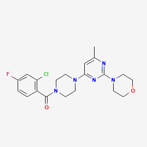 molecular formula C20H23ClFN5O2 B4474066 4-{4-[4-(2-chloro-4-fluorobenzoyl)-1-piperazinyl]-6-methyl-2-pyrimidinyl}morpholine 