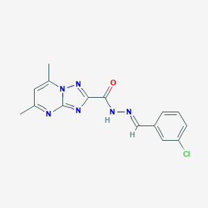 molecular formula C15H13ClN6O B447411 N'-(3-chlorobenzylidene)-5,7-dimethyl[1,2,4]triazolo[1,5-a]pyrimidine-2-carbohydrazide 