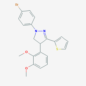 molecular formula C21H19BrN2O2S B447414 1-(4-bromophenyl)-4-(2,3-dimethoxyphenyl)-3-(2-thienyl)-4,5-dihydro-1H-pyrazole 