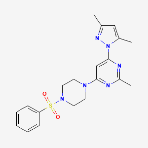 molecular formula C20H24N6O2S B4474147 4-(3,5-dimethyl-1H-pyrazol-1-yl)-2-methyl-6-[4-(phenylsulfonyl)-1-piperazinyl]pyrimidine 