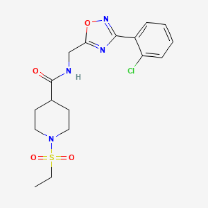 molecular formula C17H21ClN4O4S B4474161 N-{[3-(2-CHLOROPHENYL)-1,2,4-OXADIAZOL-5-YL]METHYL}-1-(ETHANESULFONYL)PIPERIDINE-4-CARBOXAMIDE 