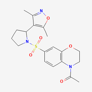 1-(7-{[2-(3,5-Dimethyl-1,2-oxazol-4-YL)pyrrolidin-1-YL]sulfonyl}-3,4-dihydro-2H-1,4-benzoxazin-4-YL)ethan-1-one