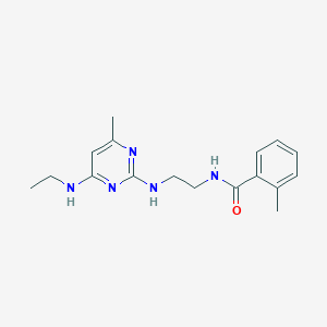 molecular formula C17H23N5O B4474177 N-(2-{[4-(ethylamino)-6-methyl-2-pyrimidinyl]amino}ethyl)-2-methylbenzamide 