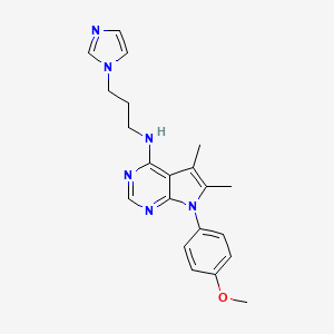 molecular formula C21H24N6O B4474241 N-[3-(1H-IMIDAZOL-1-YL)PROPYL]-N-[7-(4-METHOXYPHENYL)-5,6-DIMETHYL-7H-PYRROLO[2,3-D]PYRIMIDIN-4-YL]AMINE 