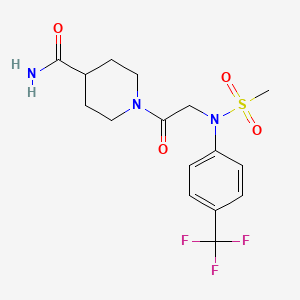 molecular formula C16H20F3N3O4S B4474262 1-{N-(methylsulfonyl)-N-[4-(trifluoromethyl)phenyl]glycyl}-4-piperidinecarboxamide 