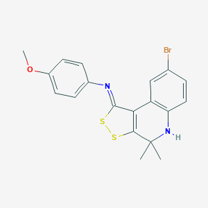 molecular formula C19H17BrN2OS2 B447429 N-(8-bromo-4,4-dimethyl-4,5-dihydro-1H-[1,2]dithiolo[3,4-c]quinolin-1-ylidene)-N-(4-methoxyphenyl)amine 