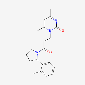 molecular formula C20H25N3O2 B4474327 4,6-dimethyl-1-{3-[2-(2-methylphenyl)pyrrolidin-1-yl]-3-oxopropyl}pyrimidin-2(1H)-one 